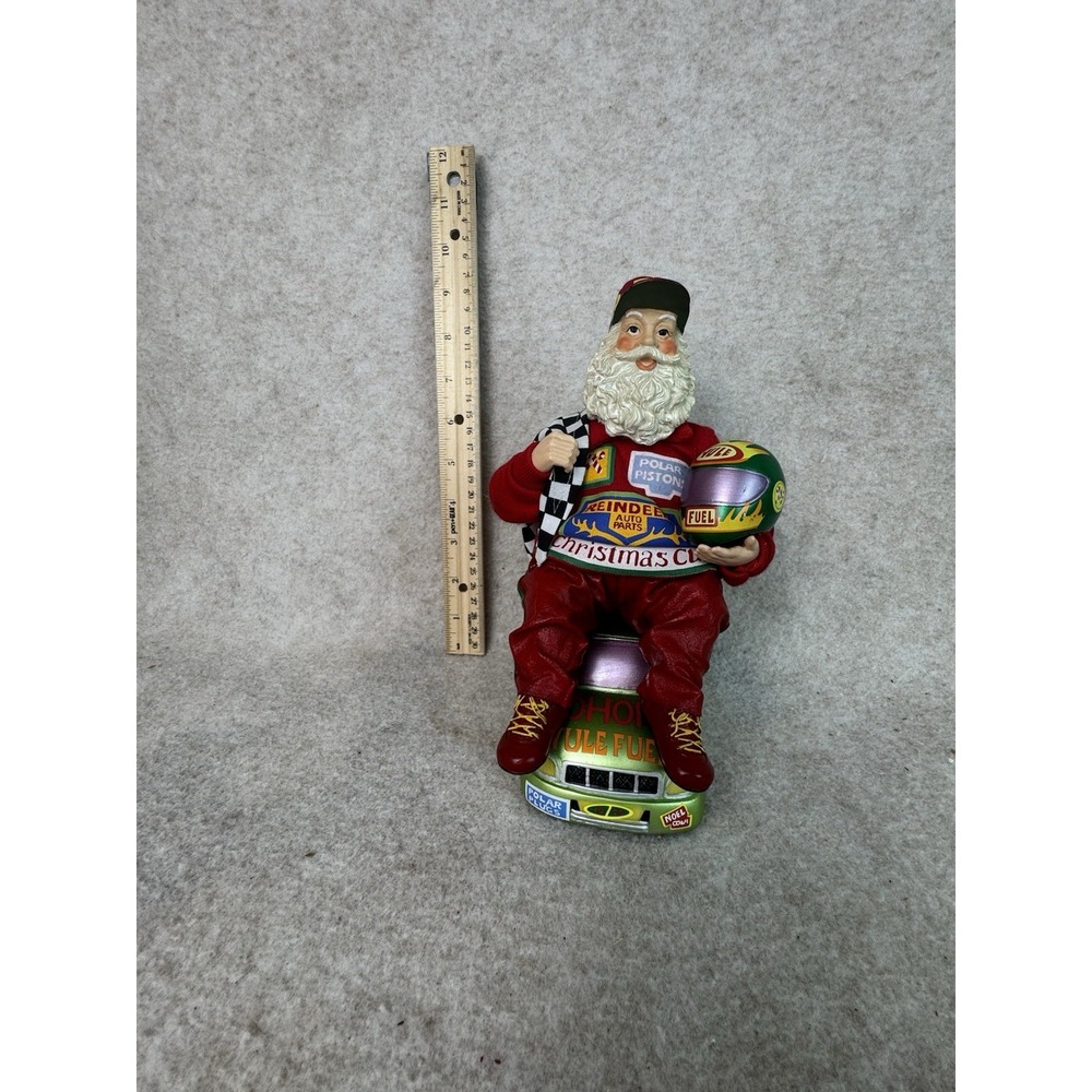 Racing Santa Claus Figure Christmas Holiday Decor Sitting on‎ Race Car